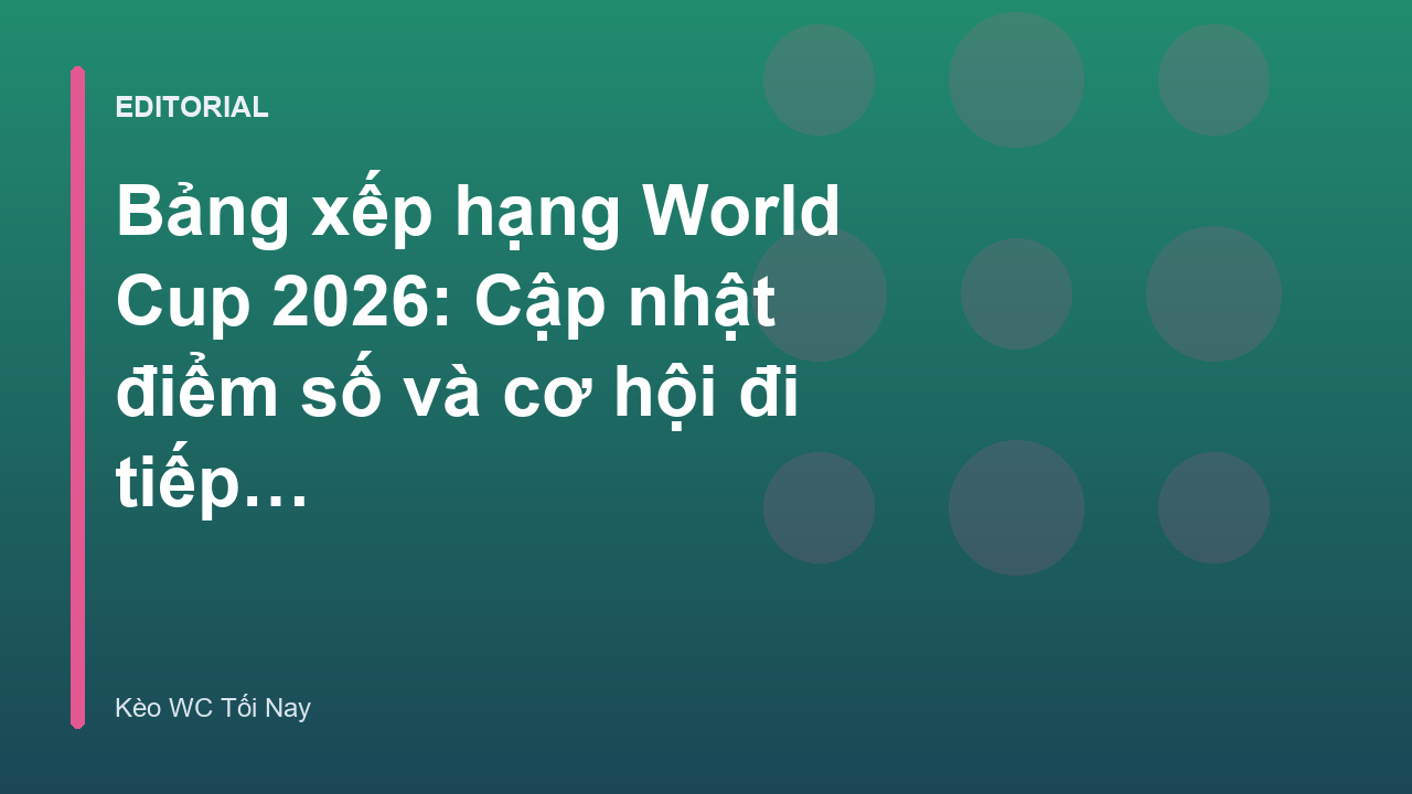 Bảng xếp hạng World Cup 2026 cập nhật